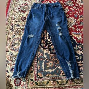 Distressed Blue Boyfriend Jeans with Ripped Details